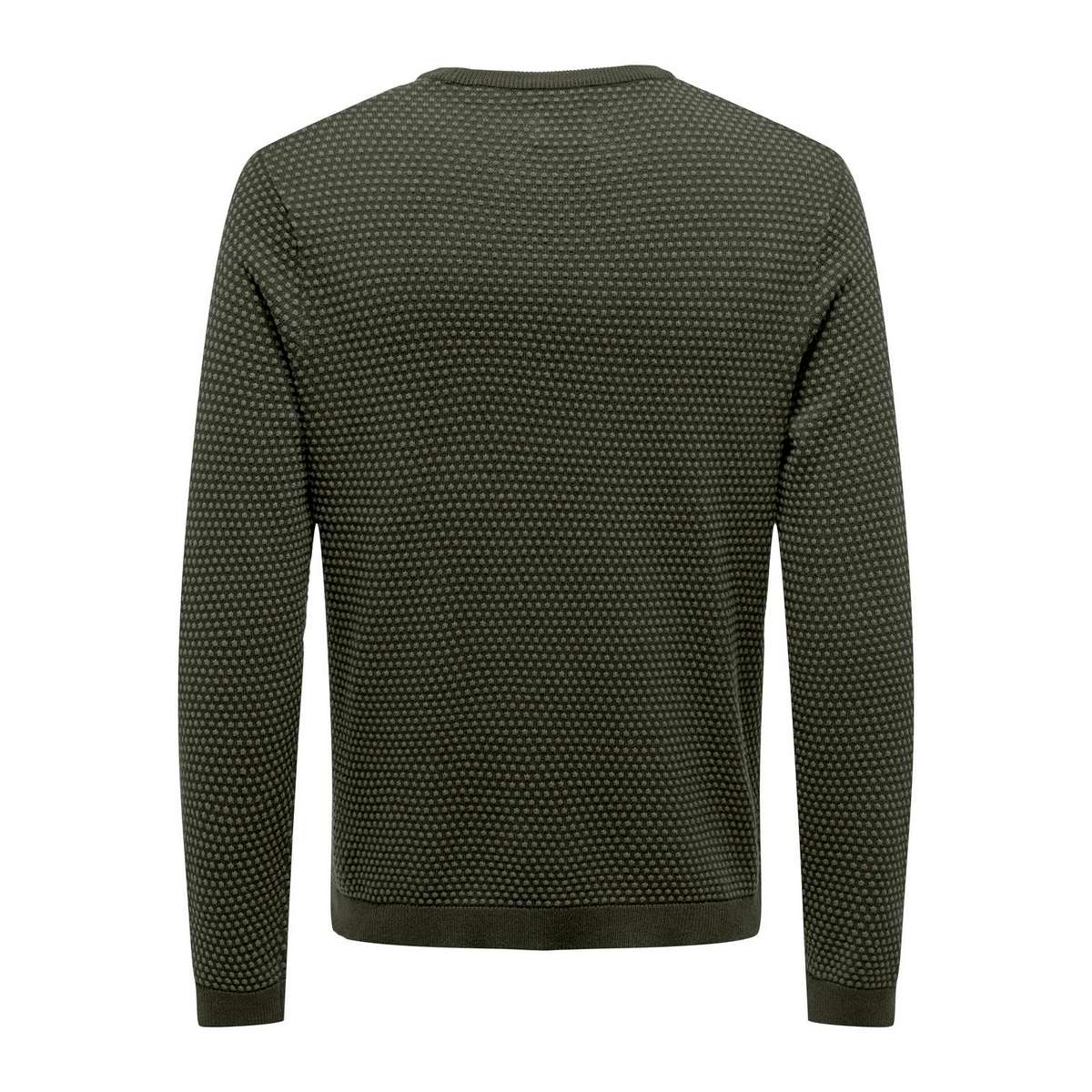 ONLY & SONS MEN’S REGULAR FIT COTTON CREW KNIT MOOD 22027602 ROSIN FOREST NIGHT DOTS 